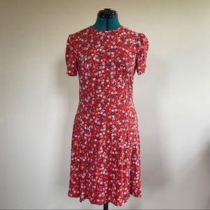 Knit floral tea dress
